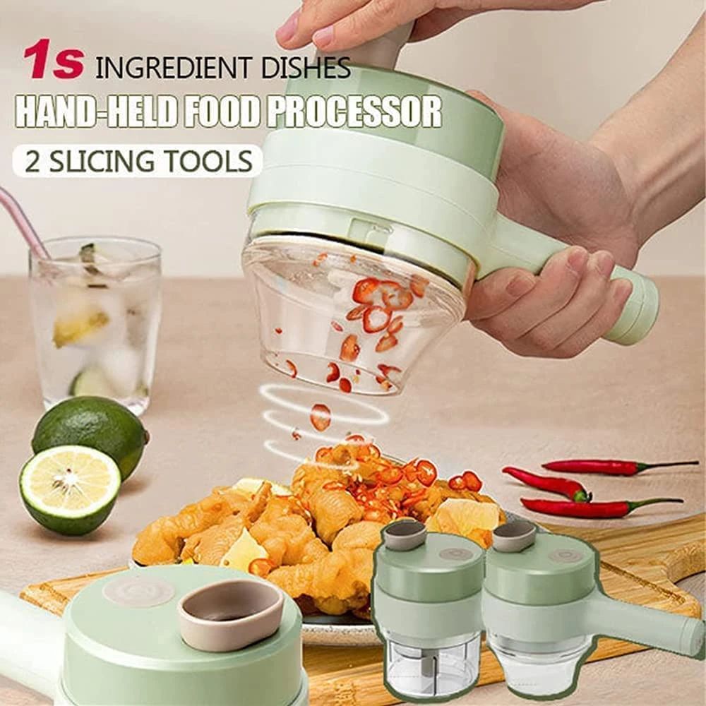 4 in 1 Portable Electric Vegetable Cutter, Chopper, Grinder Set