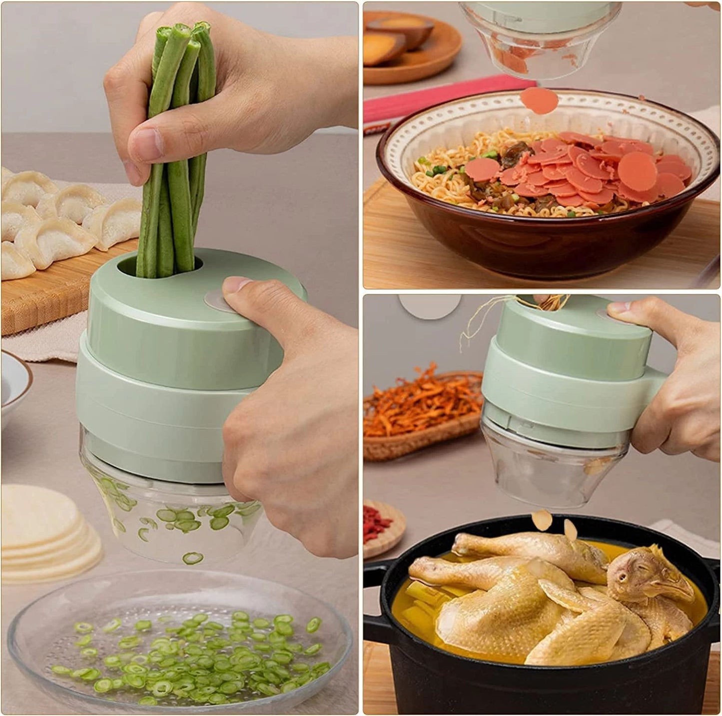 4 in 1 Portable Electric Vegetable Cutter, Chopper, Grinder Set