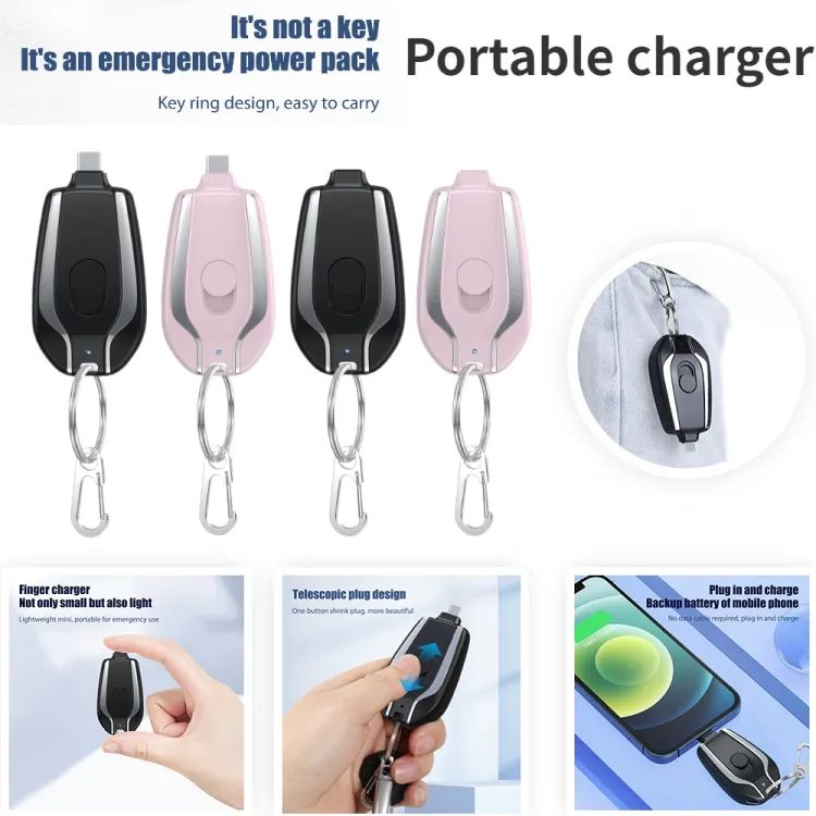 Mini Portable Keychain Phone Charger Emergency Power Bank