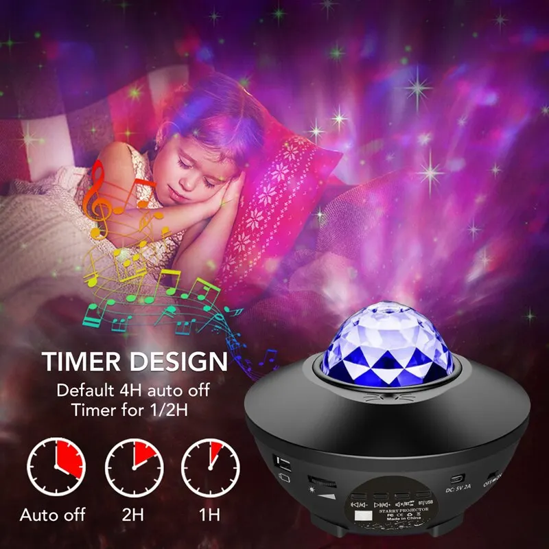 Starry Projector Galaxy Night Light with Ocean Wave Music Speaker Sky Light Projector