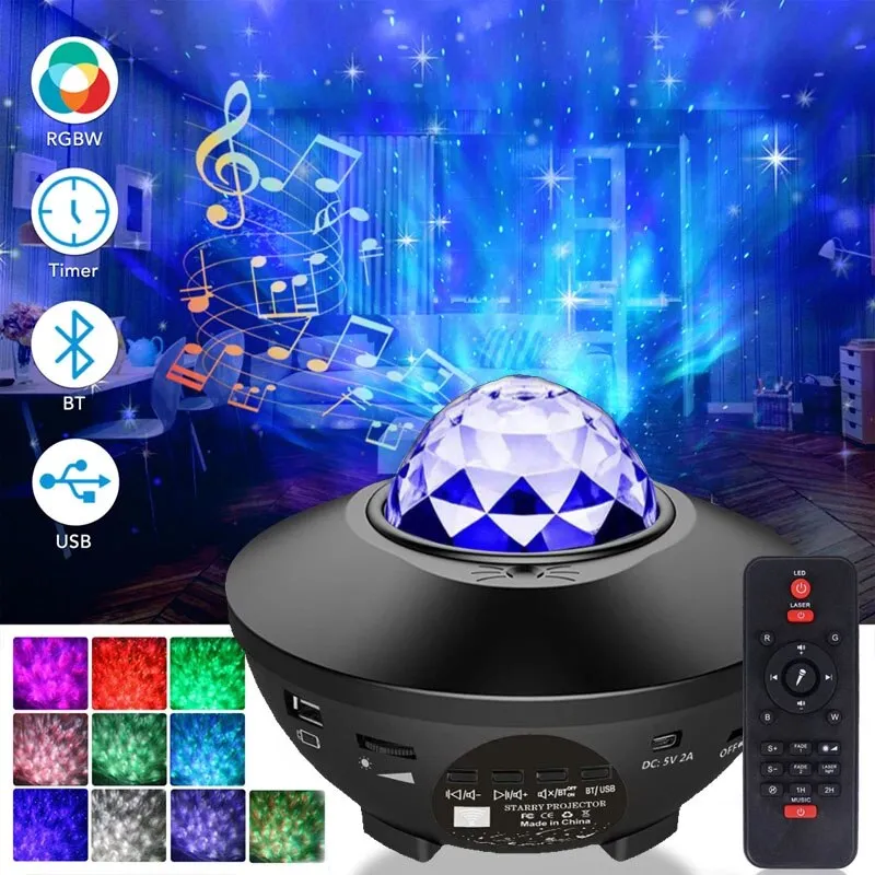 Starry Projector Galaxy Night Light with Ocean Wave Music Speaker Sky Light Projector