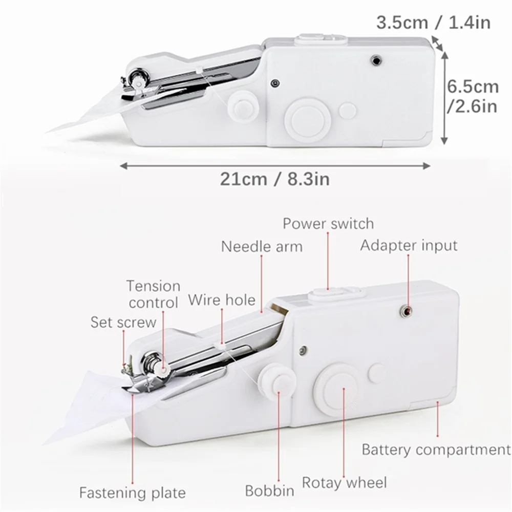 Mini Portable Handheld Stitch Sewing Machine Household Quick Repair DIY Needlework Clothes Fabric Electric Handy Sewing Machine