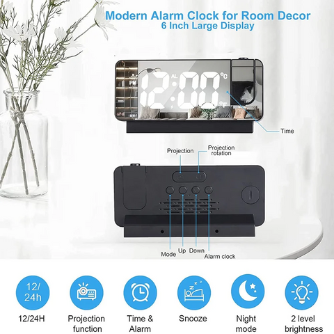 LED Digital Projection Alarm Clock Electronic Alarm Clock