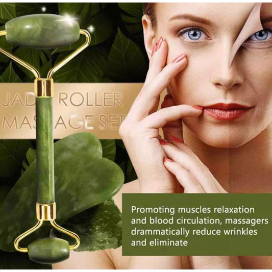 Jade Roller and Gua Sha stone set Anti Aging Face Jade Roller and Gua Sha Facial Tool, Noiseless Double Heads